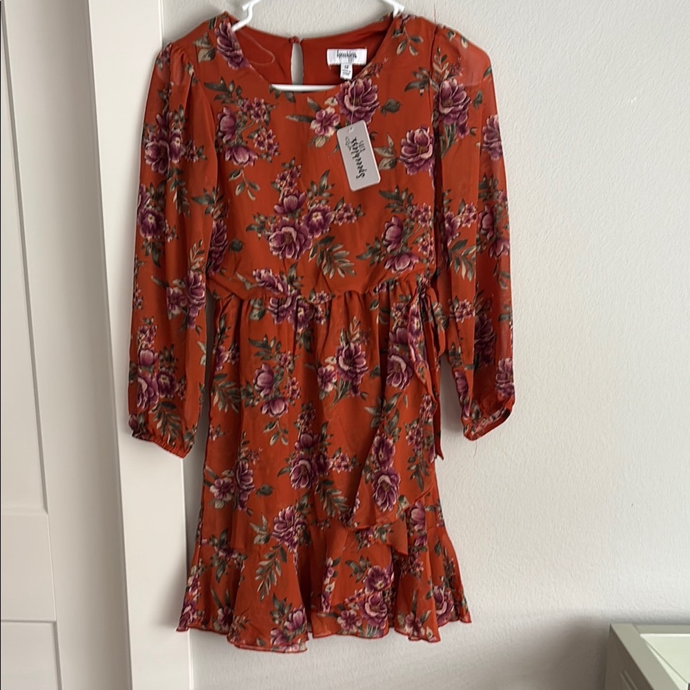 Floral Orange Kids Dress